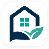 Domoranda house and leaf logo